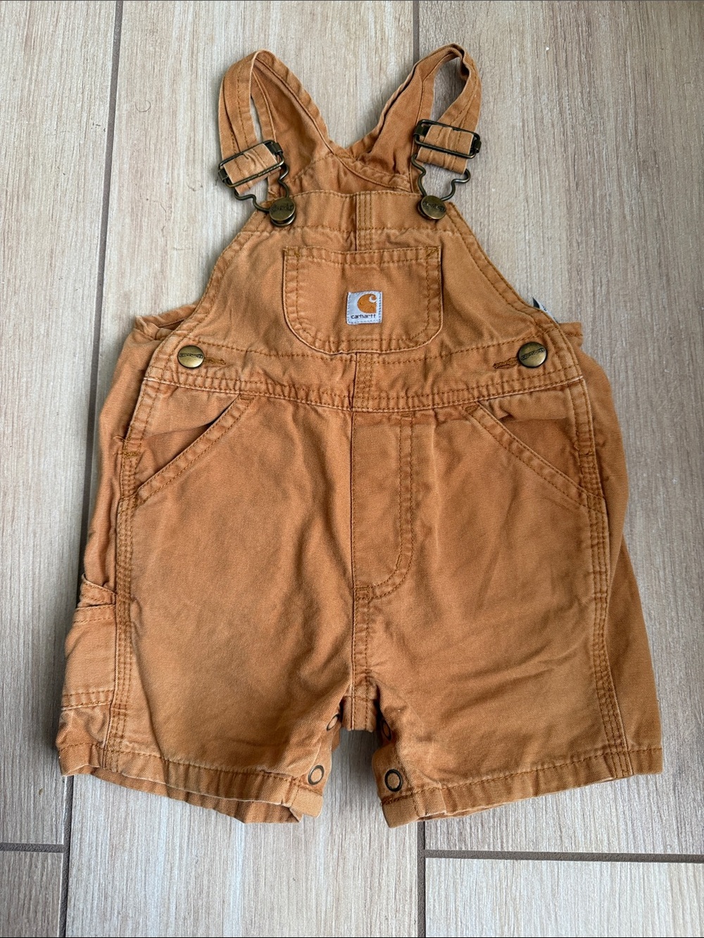 Carhartt baby camel Short Overalls, size 9 month